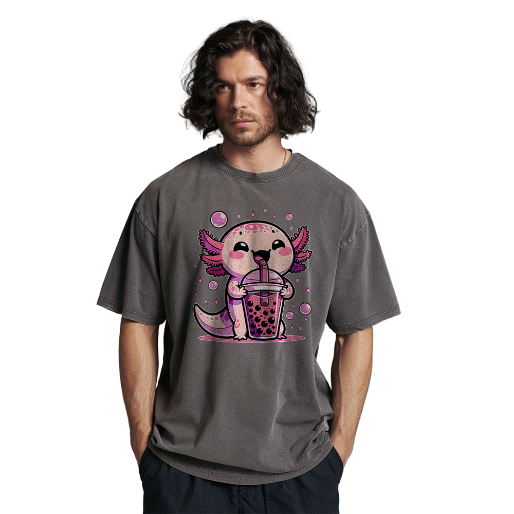 Cute Axolotl Bubble Tea Unisex T-Shirt - Fun and Trendy Design