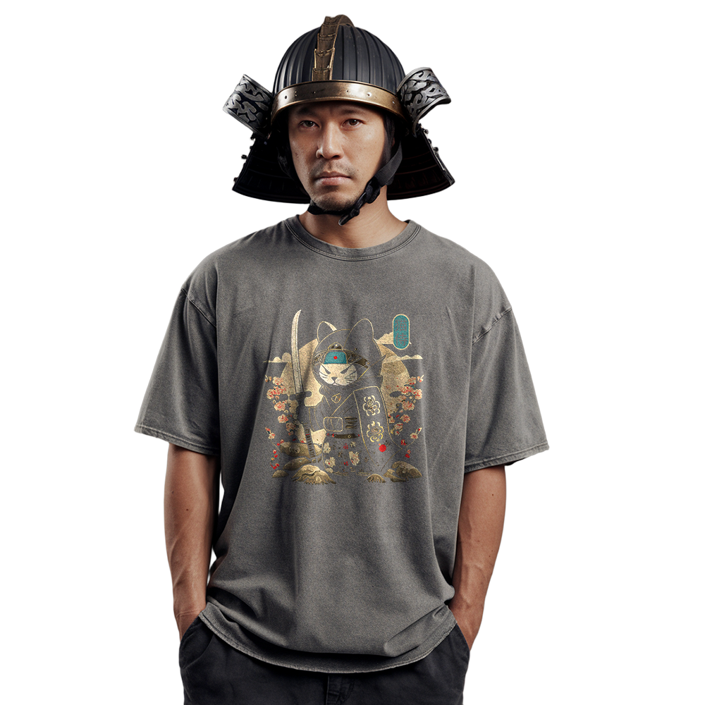 Cute Samurai Cat Unisex T-Shirt - Perfect for Anime Lovers