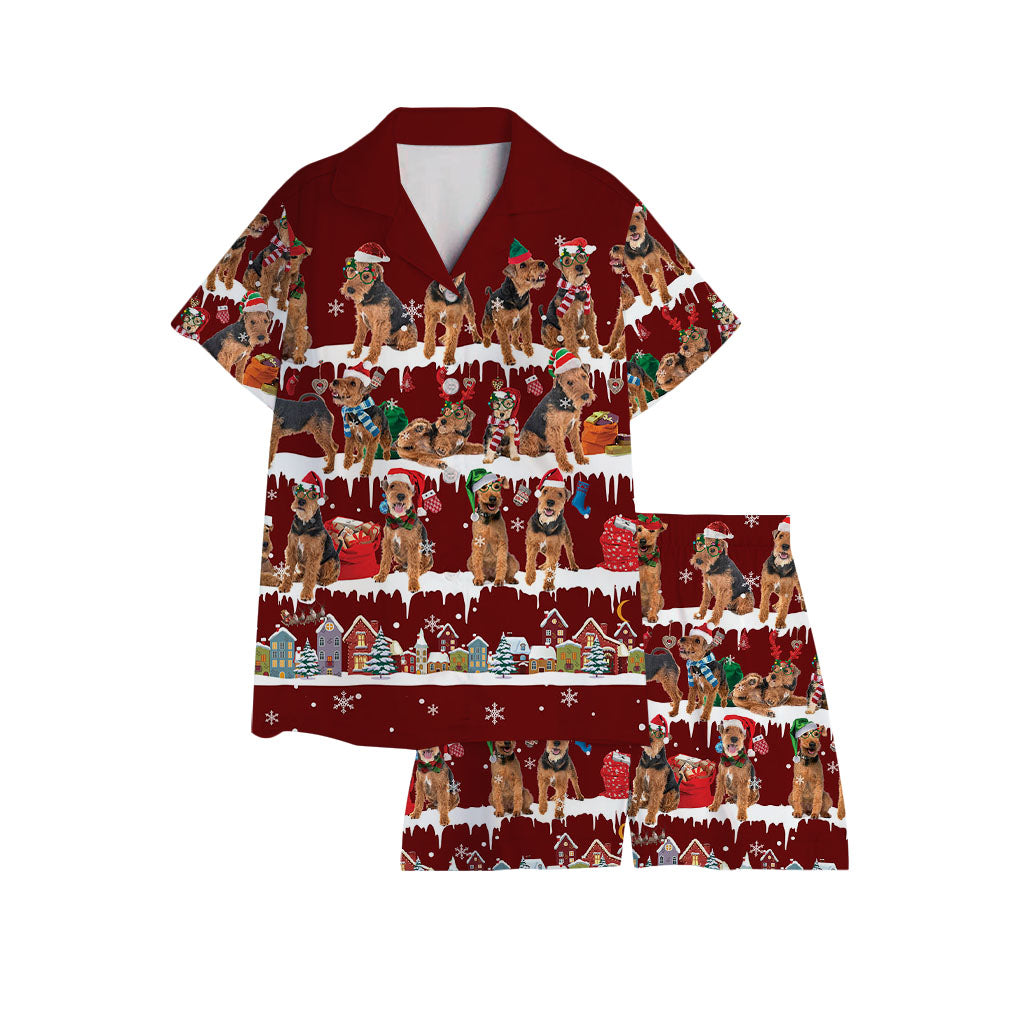 Welsh Terrier Snow Christmas Back