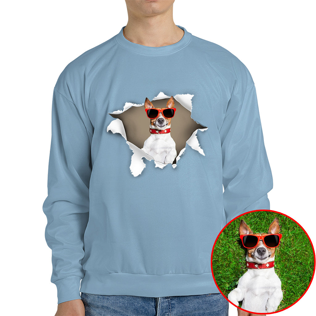 Torn Paper Pet Photo Shirt - Customizable Pet Photo T-Shirt