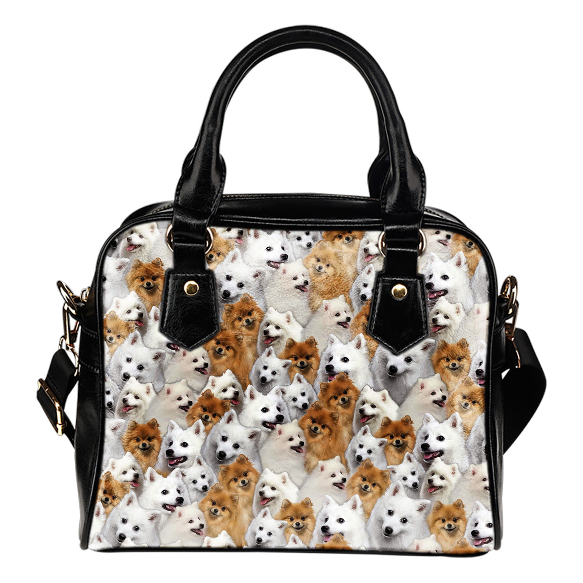 Japanese Spitz Full Face Shoulder Handbag