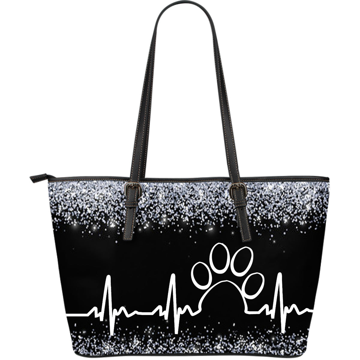 Paw heartbeat tote bag-black