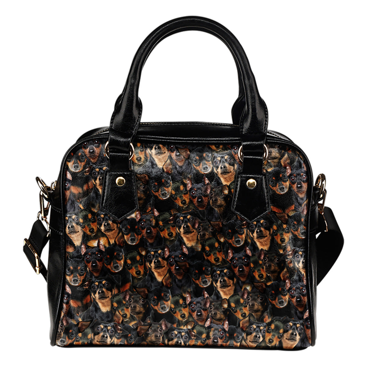 Miniature Pinscher Full Face Shoulder Handbag