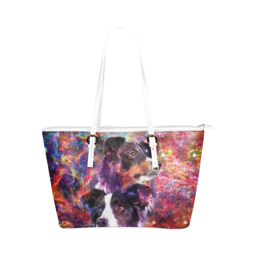 Border Collie Leather Tote Bag