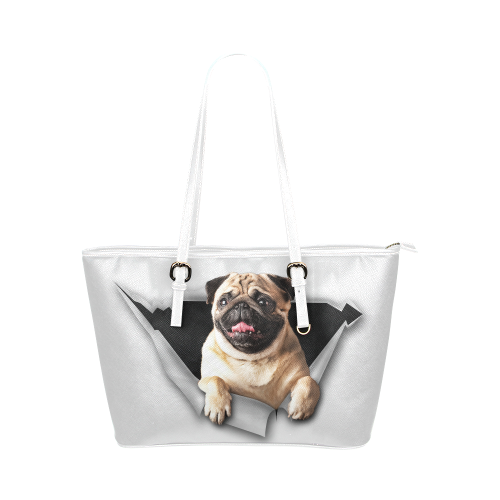 Pug Leather Tote Bag