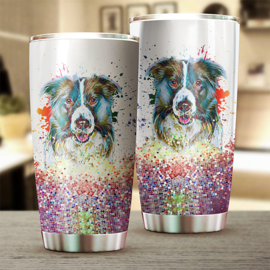 Border Collie Art Color Tumbler Cup
