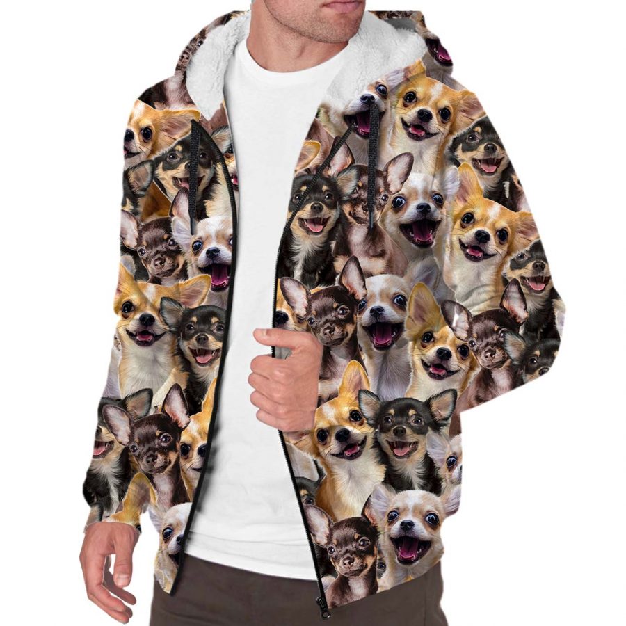 Chihuahua Full Face Fleece Hoodie