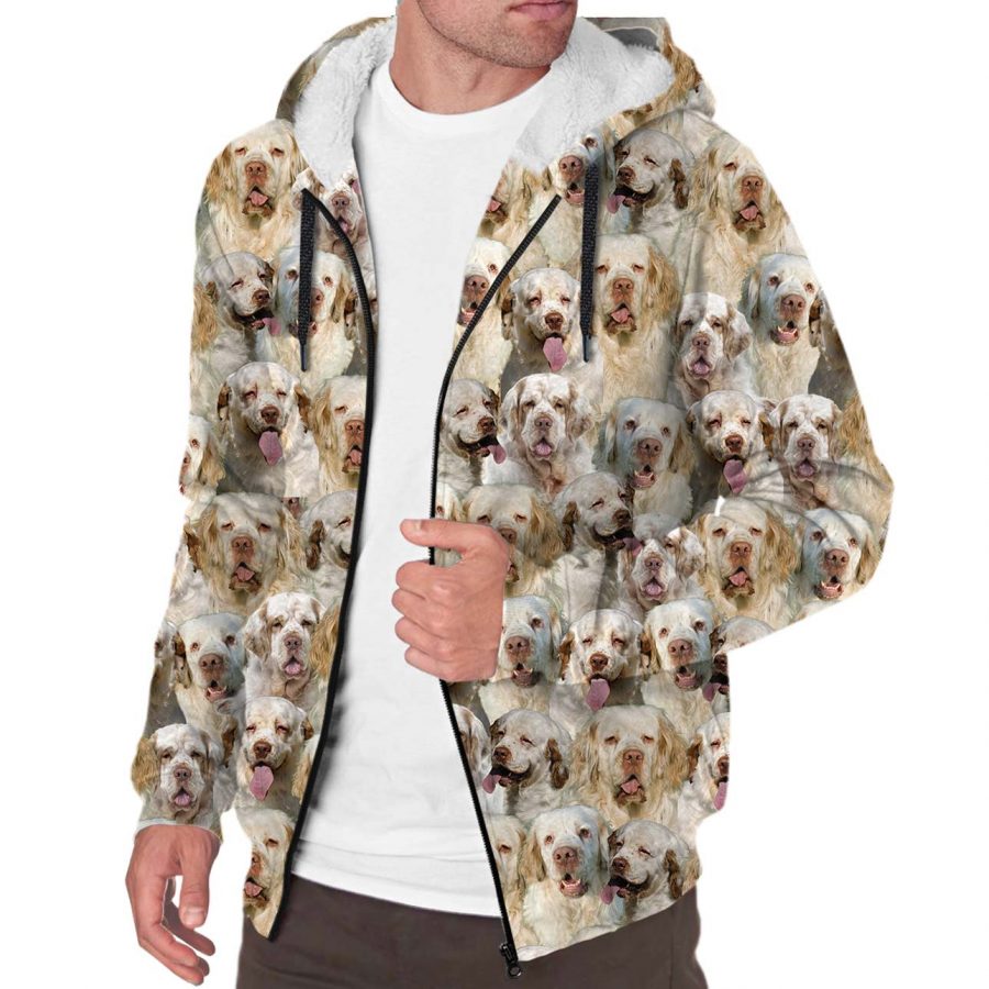 Clumber Spaniel Full Face Fleece Hoodie