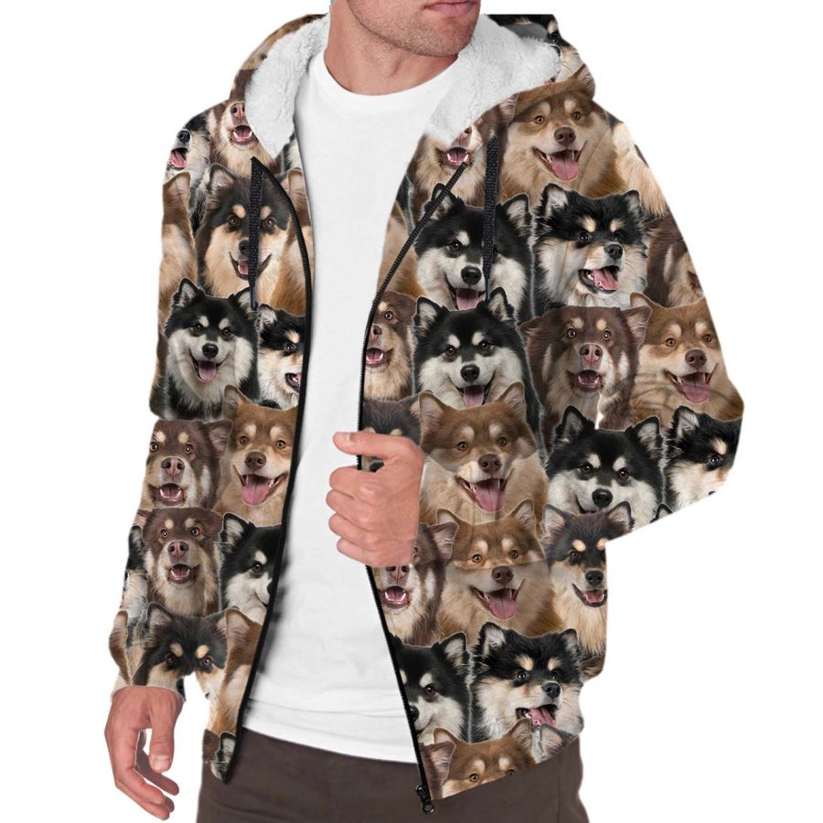 Finnish Lapphund Full Face Fleece Hoodie