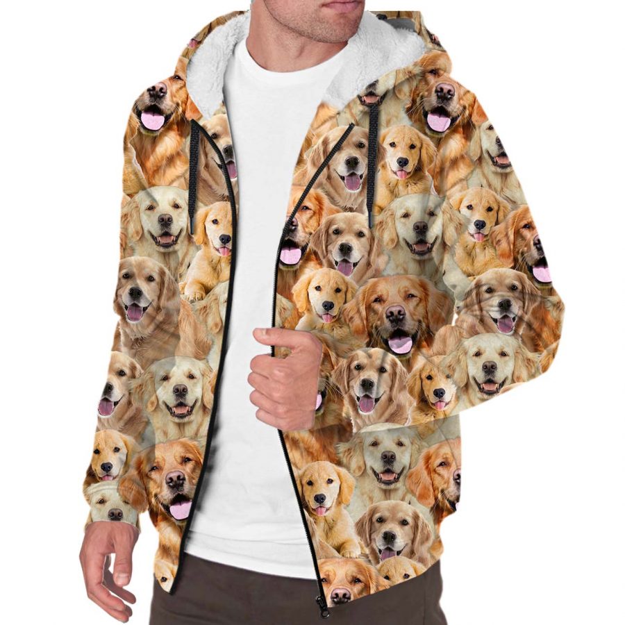 Golden Retriever Full Face Fleece Hoodie