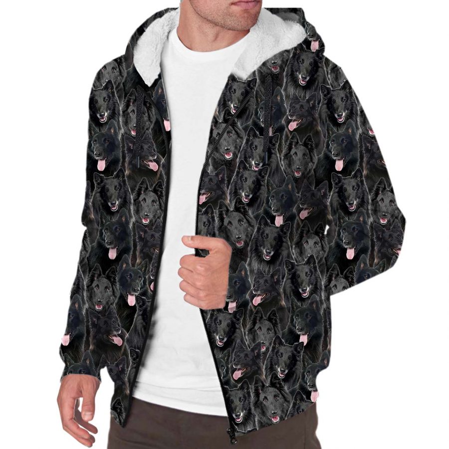 Groenendael Dog Full Face Fleece Hoodie