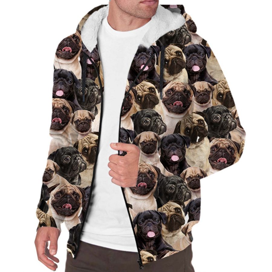 Pug Full Face Fleece Hoodie