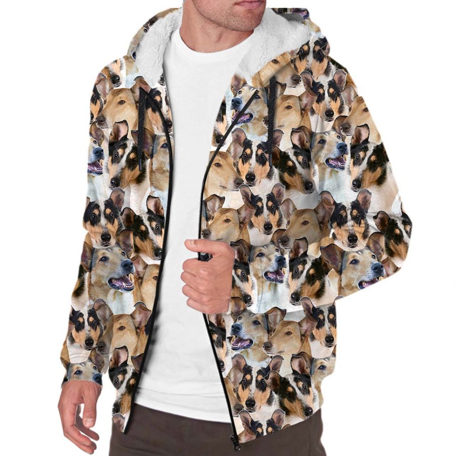 Smooth Collie Full Face Fleece Hoodie