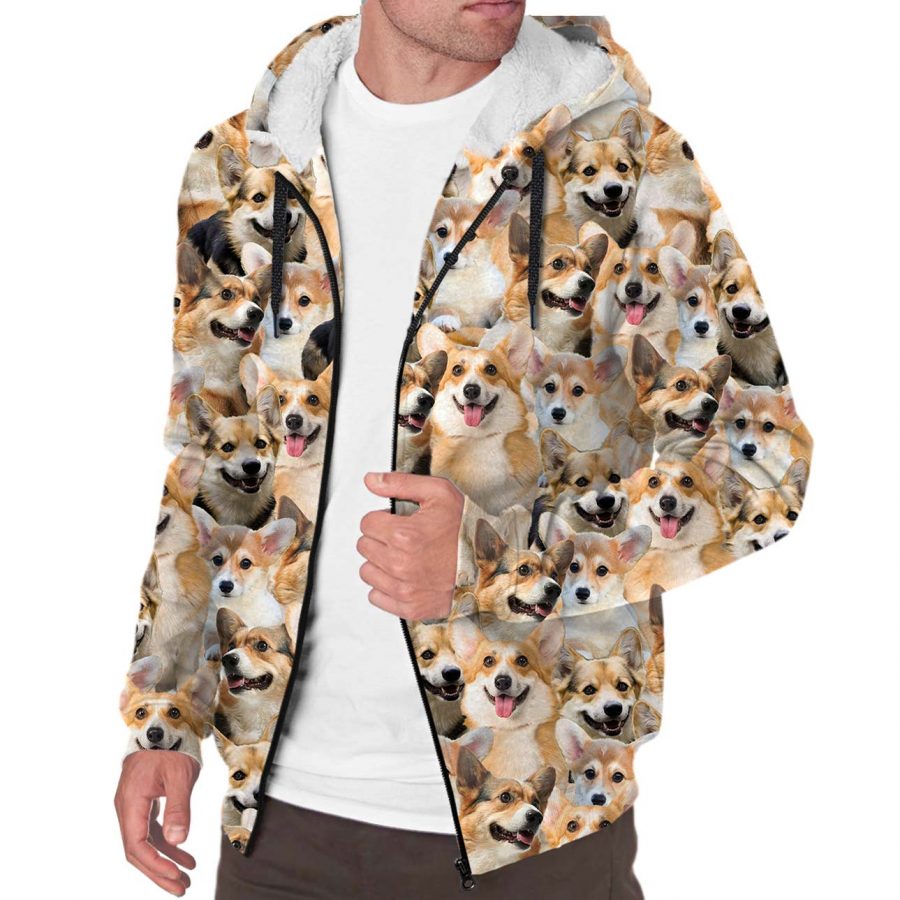Welsh Corgi Full Face Fleece Hoodie