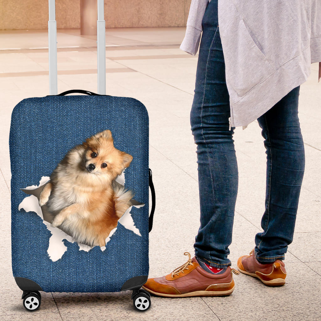 Pomeranian Torn Paper Luggage Covers