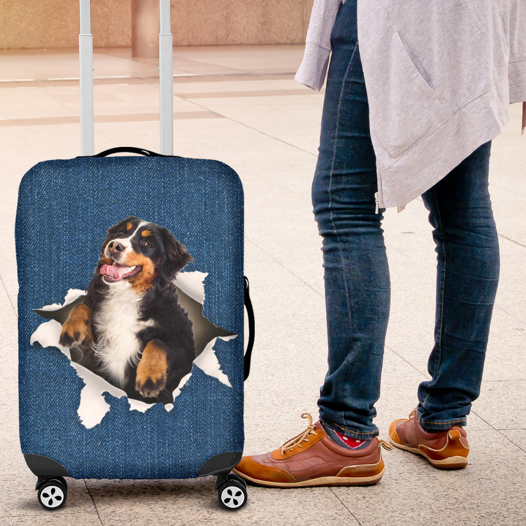 Bernese Mountain Dog Torn Paper Luggage Covers
