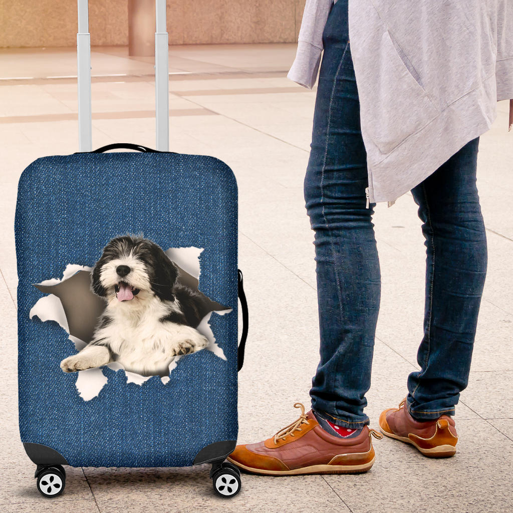 Polish Lowland Sheepdog Torn Paper Luggage Covers