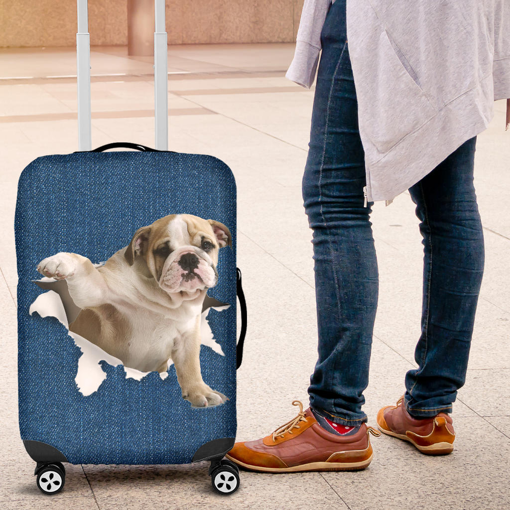 English Bulldog Torn Paper Luggage Covers