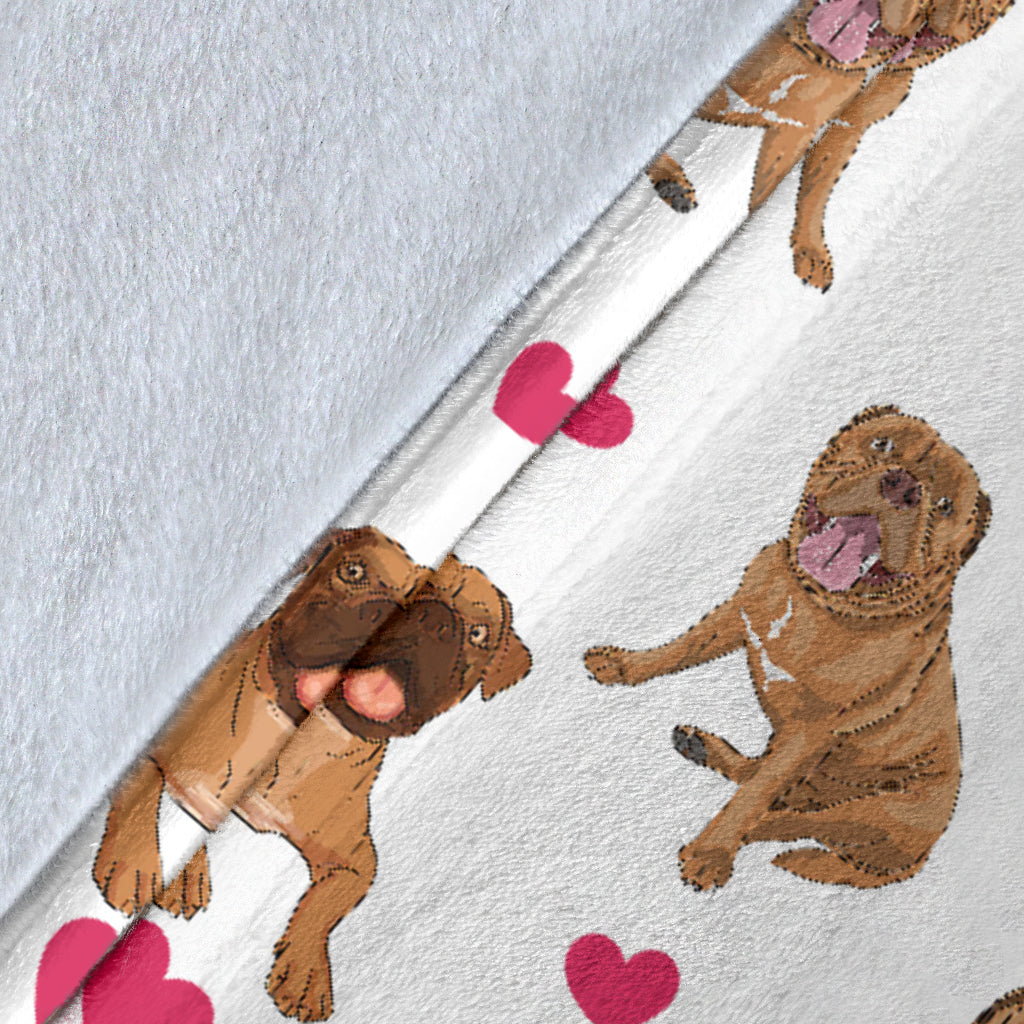 Dogue De Bordeaux Heart Blanket