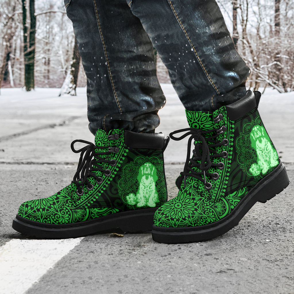 Cavalier King Charles Spaniel Mandala Green All-Season Boots
