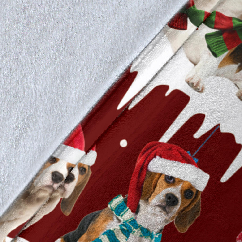 Beagle Snow Christmas Blanket