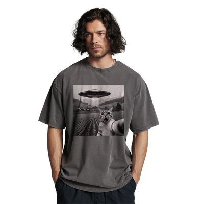 Funny Cat UFO Unisex T-Shirt - Unique & Whimsical Graphic Tee