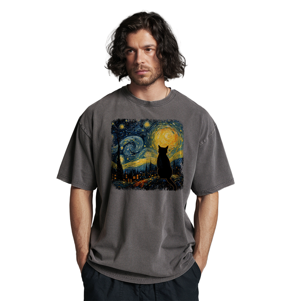 Starry Night Cat T-Shirt