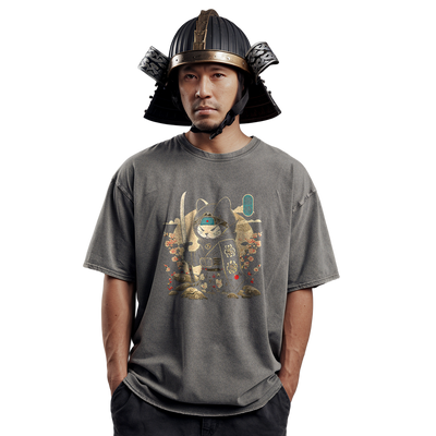 Cute Samurai Cat Unisex T-Shirt - Perfect for Anime Lovers