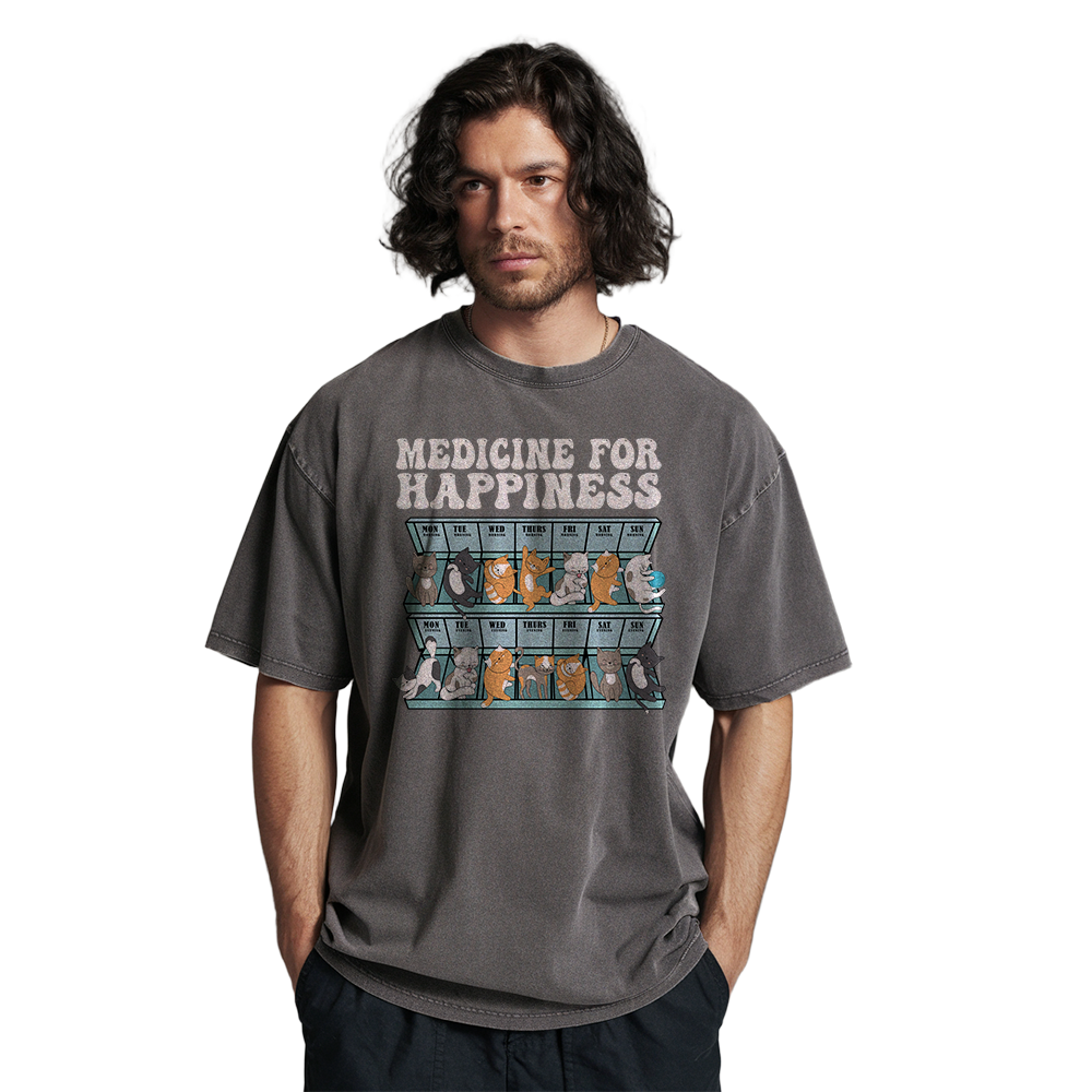 Unisex Garment-Dyed T-Shirt - "Medicine for Happiness" - Perfect Pet Lover Gift
