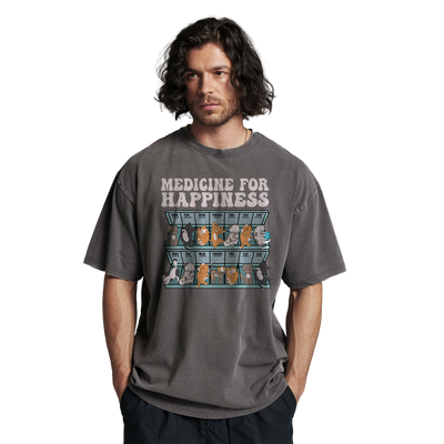 Unisex Garment-Dyed T-Shirt - "Medicine for Happiness" - Perfect Pet Lover Gift