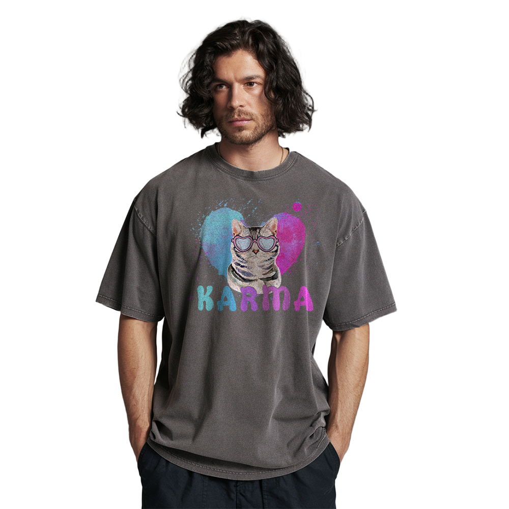 Karma Cat Unisex Garment-Dyed T-Shirt | Cute Cat Lover Tee
