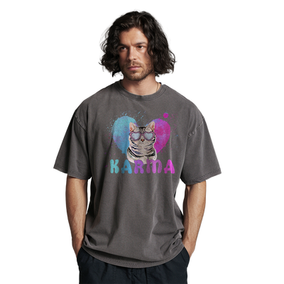Karma Cat Unisex Garment-Dyed T-Shirt | Cute Cat Lover Tee