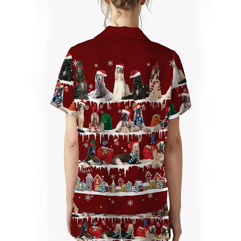 Afghan Hound Snow Christmas Back