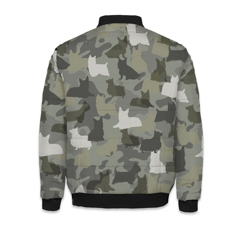 American English Coonhound Camo Puffer Bomber Jacket