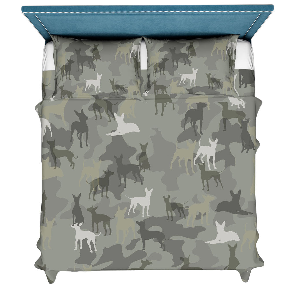 American Hairless Terrier Camo Bedding Set - Camouflage Dog Bedding Set