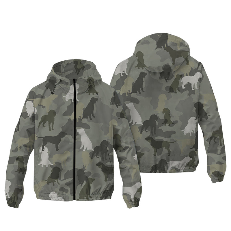 American Water Spaniel Camouflage Windbreaker - Camo Dog Hooded Jacket