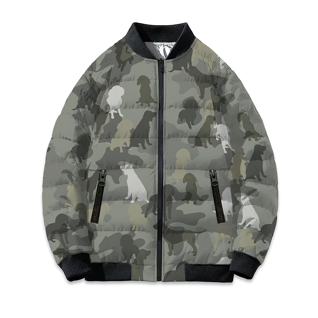 American Water Spaniel Camo Puffer Bomber Jacket