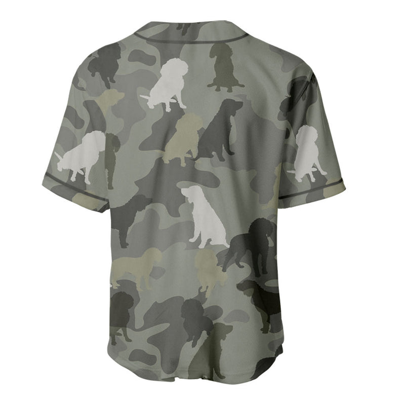 American Water Spaniel Camo Baseball Jersey - Dog Shirt