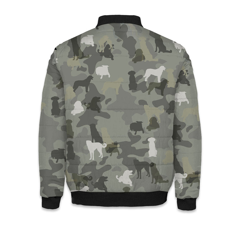 Anatolian Shepherd Camo Puffer Bomber Jacket - Warm Winter Coat For Dog Lover