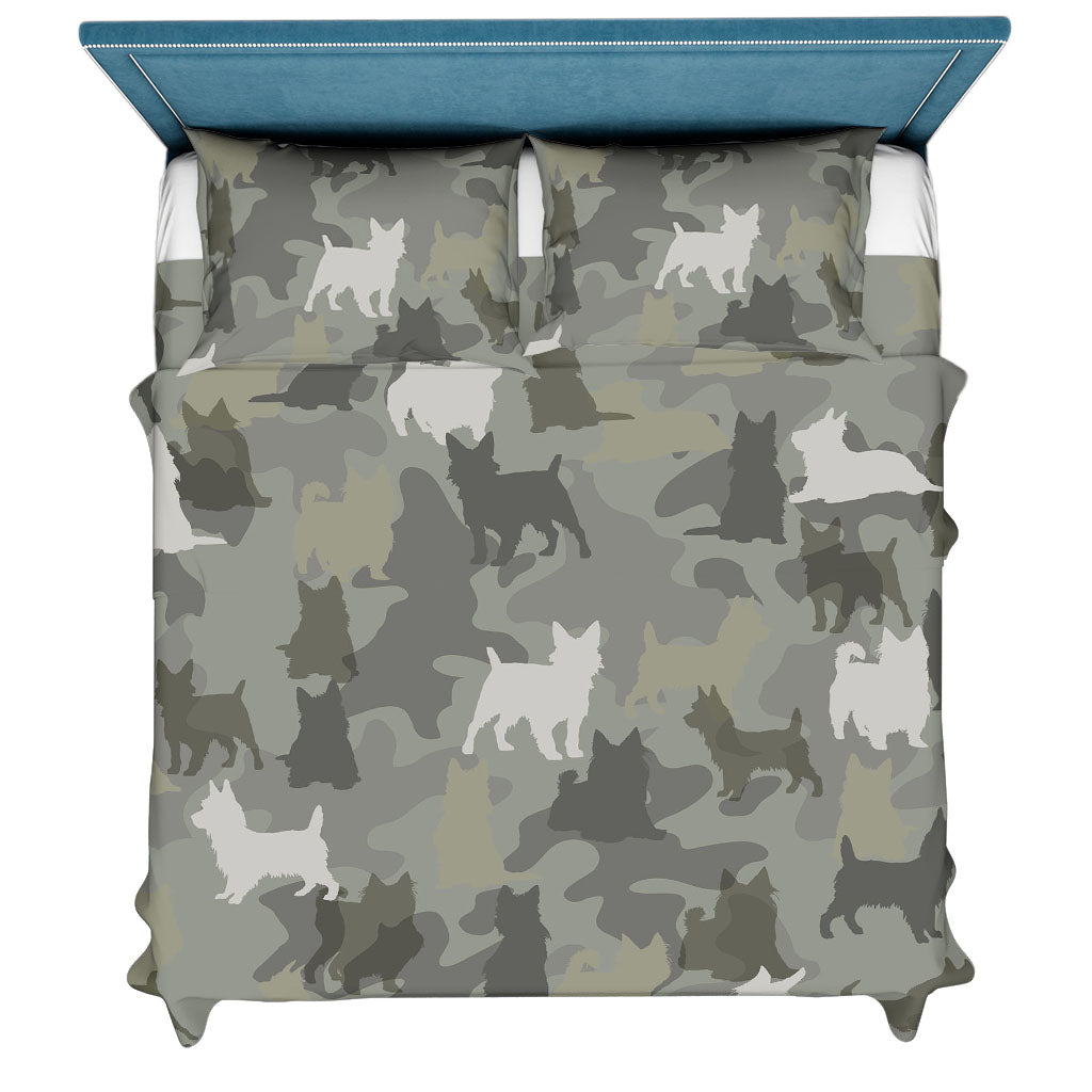 Australian Terrier Camo Bedding Set - Camouflage Dog Bedding Set