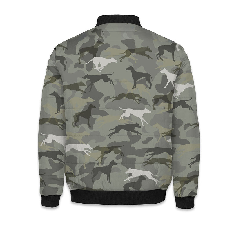 Azawakh Camo Puffer Bomber Jacket - Warm Winter Coat For Dog Lover