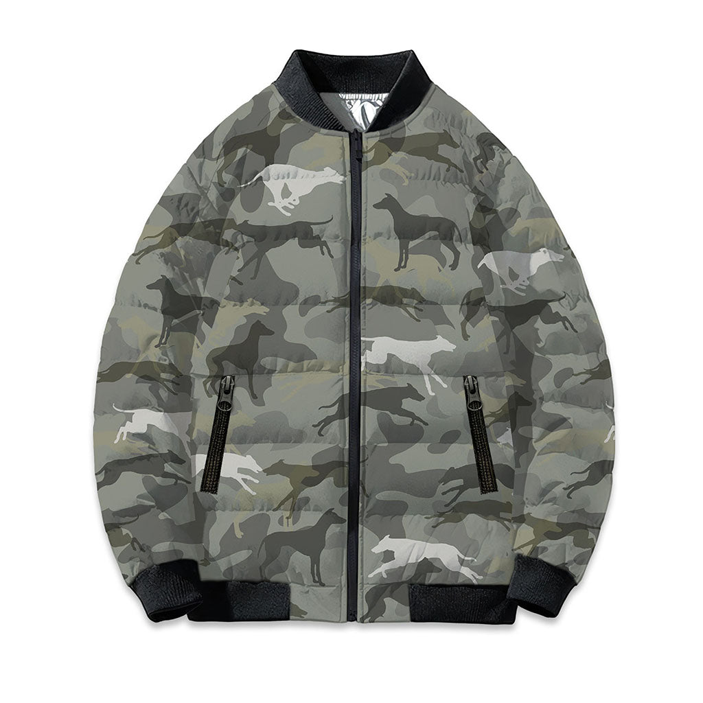 Azawakh Camo Puffer Bomber Jacket - Warm Winter Coat For Dog Lover