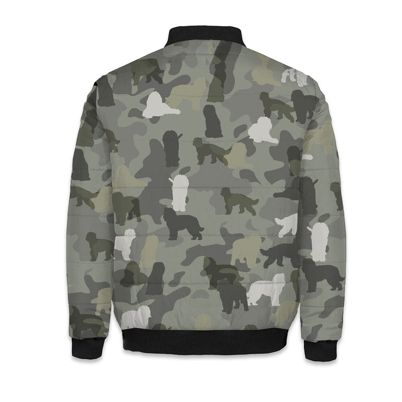 Barbet Camo Puffer Bomber Jacket - Warm Winter Coat For Dog Lover