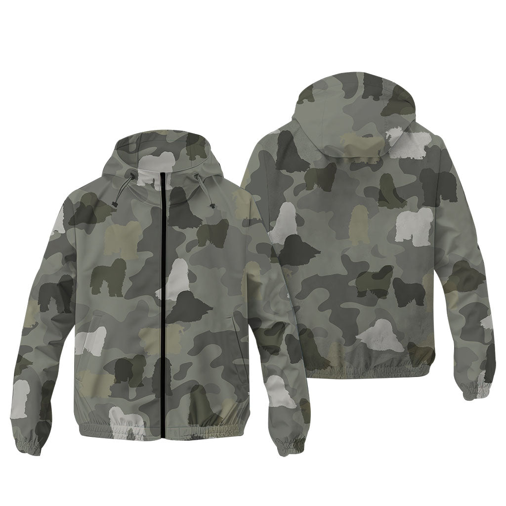 Bergamasco Shepherd Camouflage Windbreaker - Camo Dog Hooded Jacket