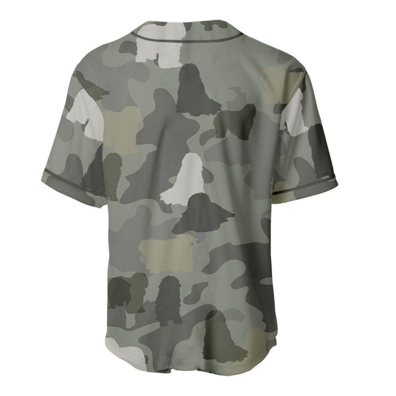 Bergamasco Shepherd Camo Baseball Jersey - Dog Shirt