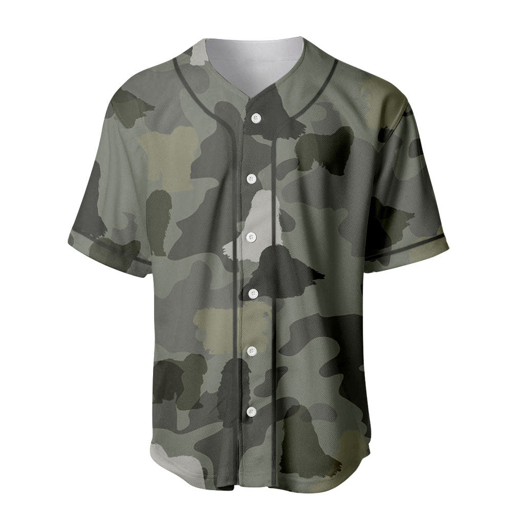 Bergamasco Shepherd Camo Baseball Jersey - Dog Shirt