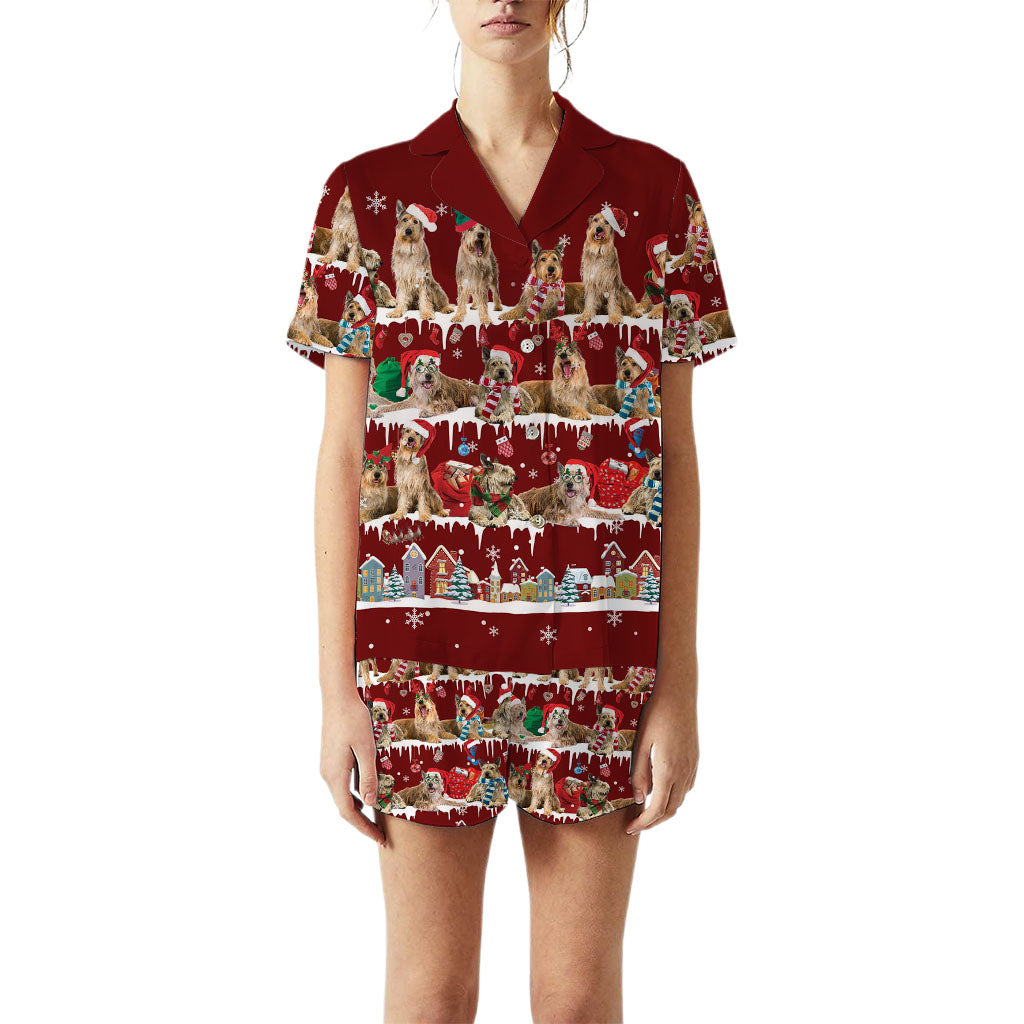 Berger Picard Dog Christmas Short Satin Pajama Set