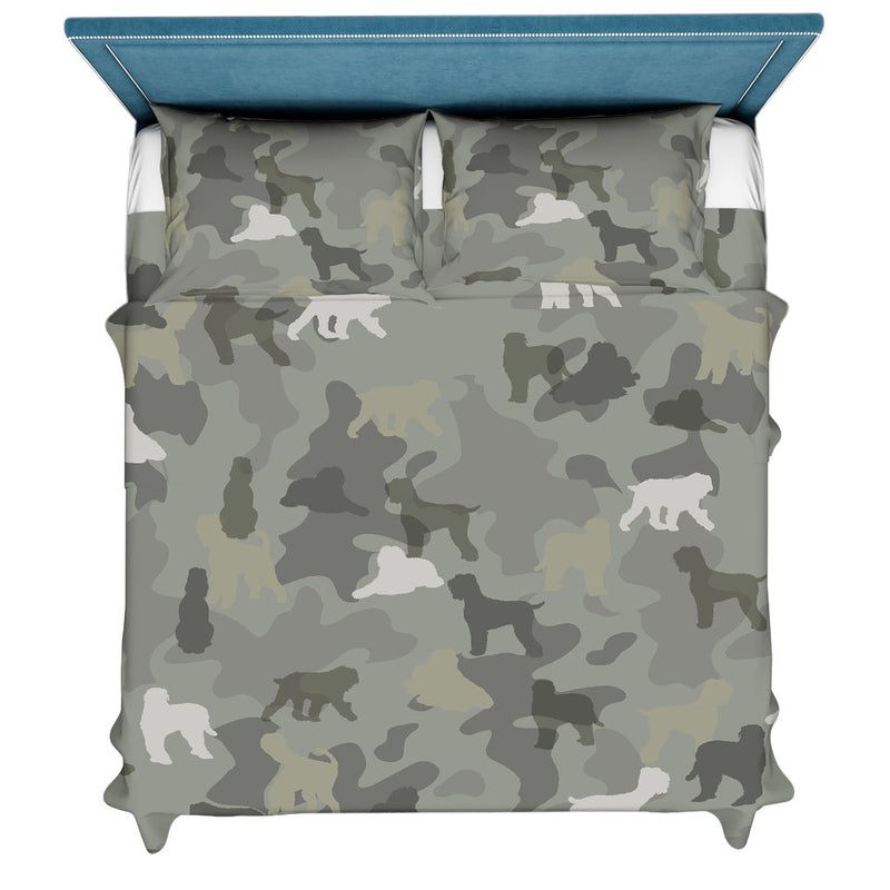 Black Russian Terrier Camo Bedding Set - Camouflage Dog Bedding Set