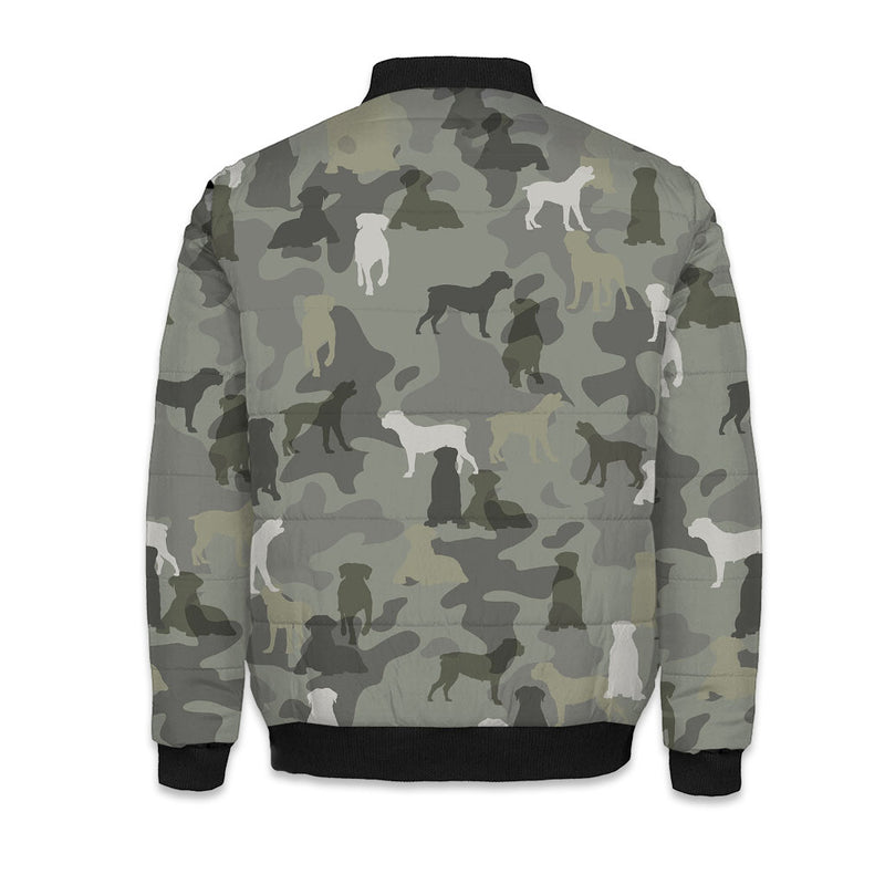 Boerboel Camo Puffer Bomber Jacket - Warm Winter Coat For Dog Lover