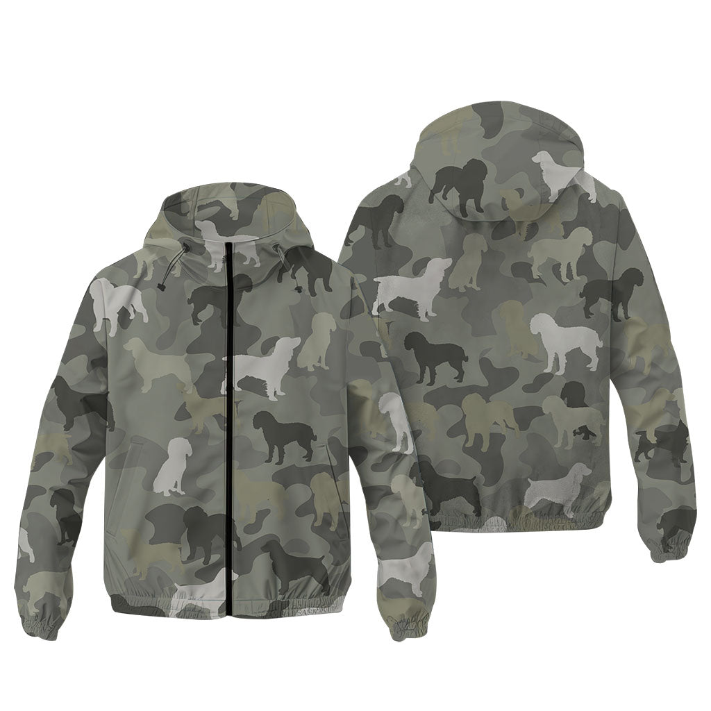 Boykin Spaniel Camouflage Windbreaker - Camo Dog Print Hooded Jacket